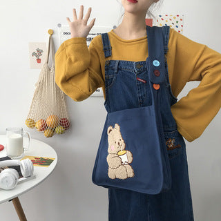 Cute Little Bear Embroidered Crossbody Sail Bag