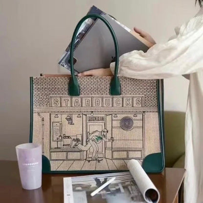 Retro Linen Fabric Computer Portable Shoulder Bag