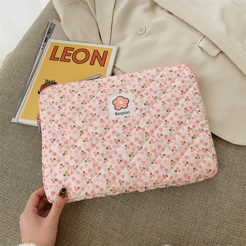 Floral Checked Padded Tablet Storage Pouch