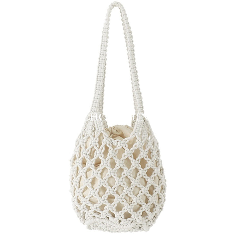 Cotton Hollow Mesh Shoulder Bag