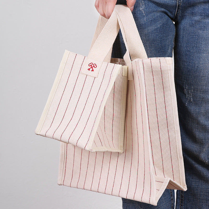 Embroidered Striped Shoulder Organiser Bag