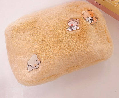 Warm Plush Cosmetic Bag Large Capacity Cosmetic Storage Bag