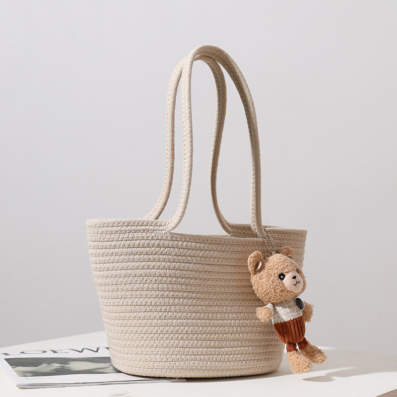 Casual Cotton Thread Shoulder Straw Bag