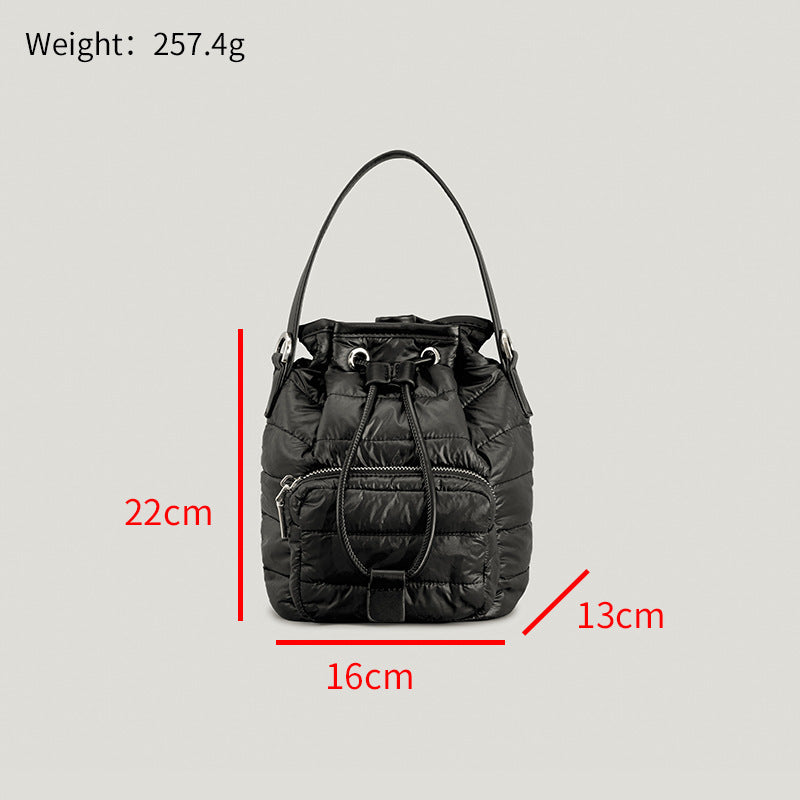 Retro Down Nylon Cotton Bucket Bag