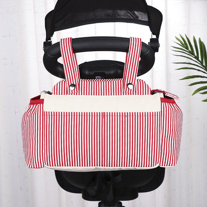 Stripe Multifunctional Large-capacity Baby Carriage Portable Mommy Bag