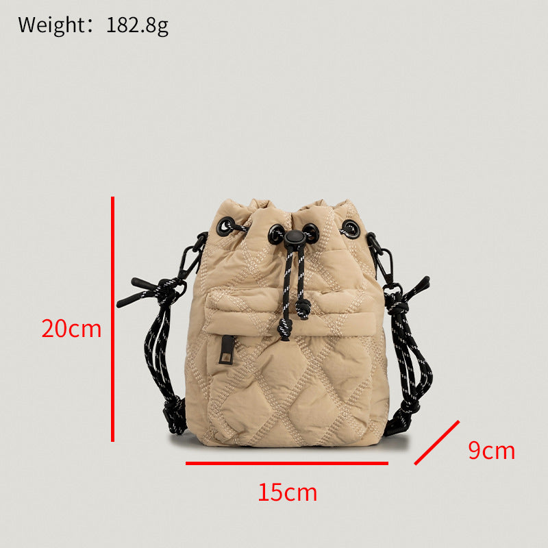 Cushion Cotton Bucket Bag Niche Nylon Rhombus