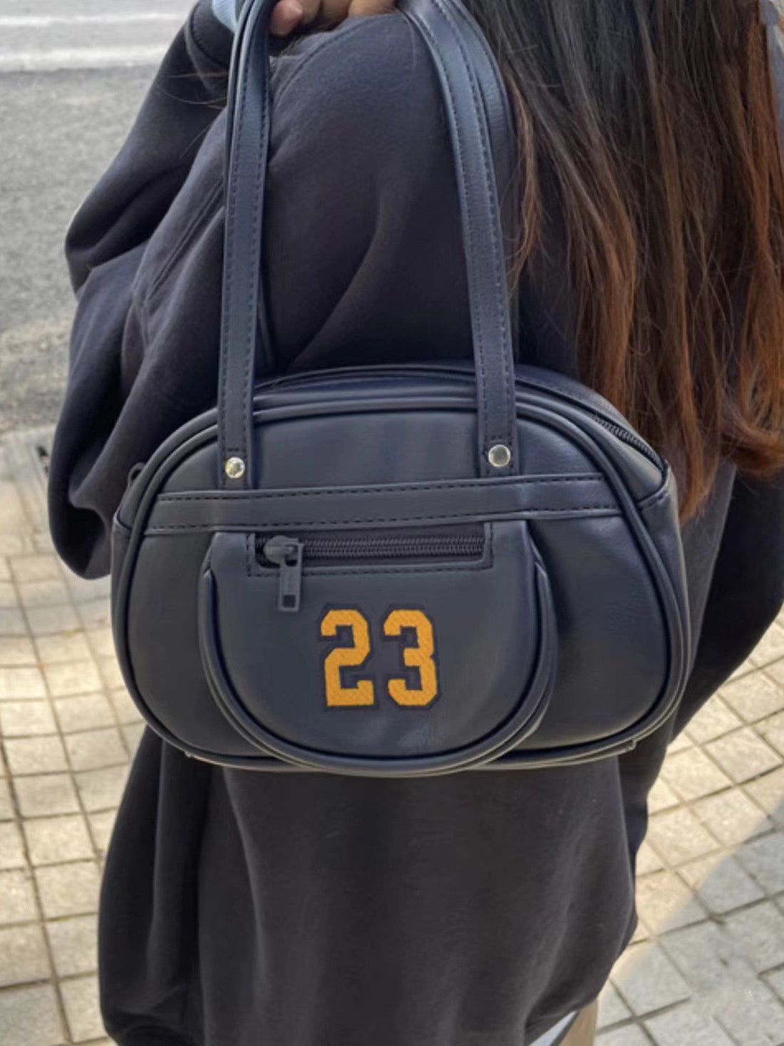 Retro Navy Blue Bowling Handbag